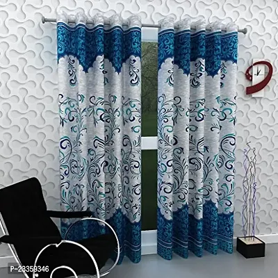 Geonature Darbar Blue Curtains Set of 2 (4x7 Feet)-thumb0
