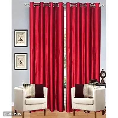 GeoNature Polyester Window Red Curtains Set of 2 Size (4x5Feet) G2CR5F-24