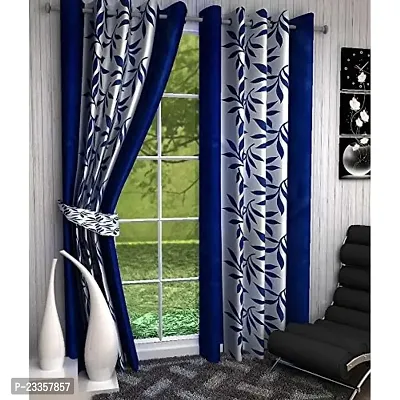 GeoNature Polyester Blue Kolaveri Curtains Set of 2 Size (4x7Feet) G2CR7F-63-thumb0