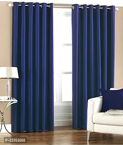 GeoNature Polyester Window Navy Blue Curtains Set of 2 Size (4x5Feet) WIN331-thumb0
