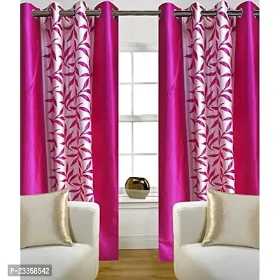 Geonature Polyster Eyelet Rani Pink Kolaveri Window Curtains Set of 3 (size-4x5) G3CR5F-104-thumb0