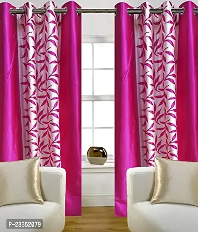 GeoNature Polyester Window Pink kolaveri Curtains Set of 2 Size (4x5Feet) G2CR5F-79