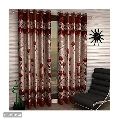 Geonature Gulab Maroon Curtains Set of 2 (4x9 Feet)