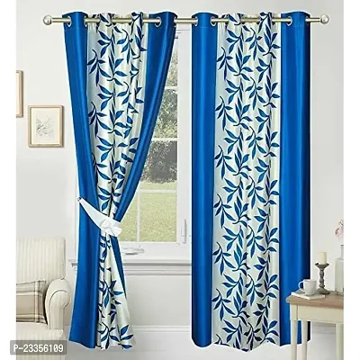 GeoNature Polyester Window Blue Kolaveri Curtains Set of 2 Size (4x5Feet) G2CR5F-95