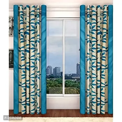 GeoNature Polyester Window Blue Kolaveri Curtains Set of 2 Size (4x5Feet) WIN309