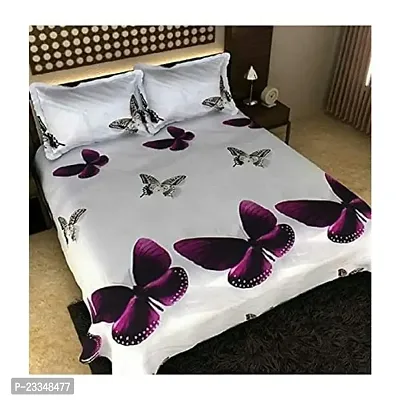 Geo Nature 100% Cotton Double BedSheet for Double Bed with 2 Pillow Covers Set, Queen Size Bedsheet Series, 140 TC, 3D Printed Pattern-thumb0