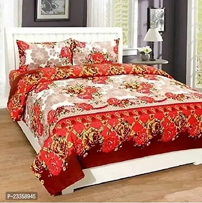 Tanishka Fabs 100% Cotton Double BedSheet for Double Bed with 2 Pillow Covers Set, Queen Size Bedsheet Series, 140 TC, 3D Printed Pattern-thumb0