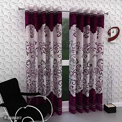 Geonature Eyelet Door Curtains Set of 2 Size 4x7 Feet - Purple-thumb0
