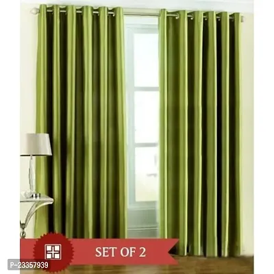 Geo Nature Eyelet Green Bamboo Door Curtains Set of 2 (size-4x7) CR010