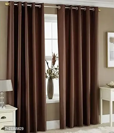 GeoNature Polyester Window Brown Curtains Set of 2 Size (4x5Feet) G2CR5F-47-thumb0