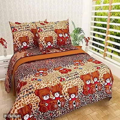 Geo Nature 100% Cotton Double BedSheet for Double Bed with 2 Pillow Covers Set, Queen Size Bedsheet Series, 140 TC, 3D Printed Pattern