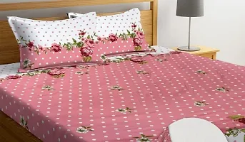 Classic Glace Cotton Printed Double Bedsheet with Pillow Covers-thumb1