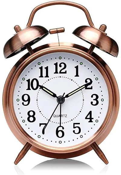 JIGsMART Twin Bell Alarm Clock Edition Vintage Look Night LED Display Table Alarm Clock - COPPER