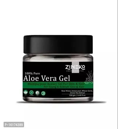Zineko 100% Bio Organic Aloe Vera Gel For Skin Acne, Scars, Dark spots Face and Hair Care-thumb0