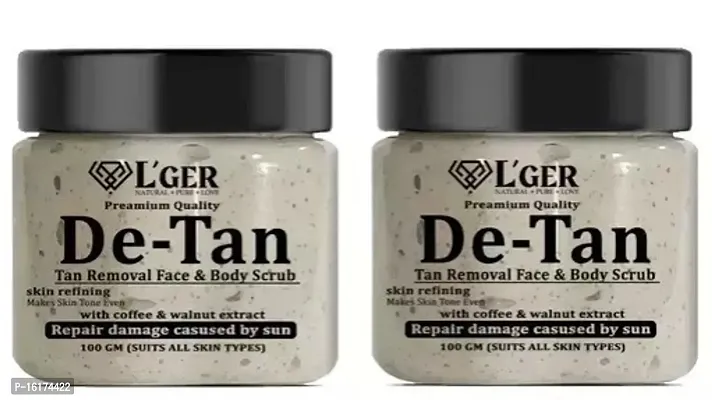 Lger de tan face and body scrub for tan removal, dry skin, skin whitening combo pack of 2