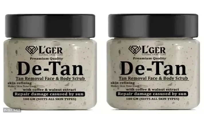 Lger de tan face and body scrub for tan removal, dry skin, skin whitening combo pack of 2-thumb0