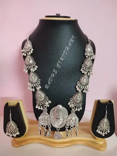 Beautiful Oxidised Vishnu Necklace Jewellery Set For Women