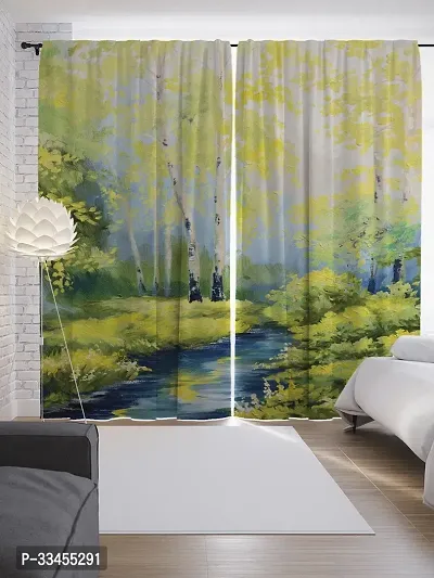 3D Digital Printed Polyester Fabric Curtains( Pack of 1 )-thumb0