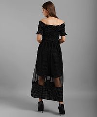 Elegant Black Polyester Self Design Maxi  Dress For Women-thumb3