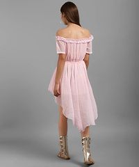 Elegant Pink Chiffon Self Design Mini Dress For Women-thumb1