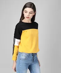 Stylish Multicoloured Colourblocked Fleece Full Sleeve Round Neck Sweatshirt For Women-thumb2