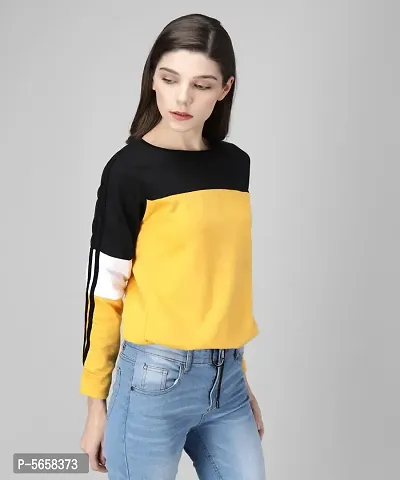 Stylish Multicoloured Colourblocked Fleece Full Sleeve Round Neck Sweatshirt For Women-thumb3