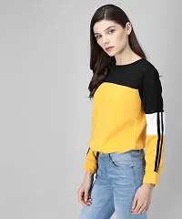 Stylish Multicoloured Colourblocked Fleece Full Sleeve Round Neck Sweatshirt For Women-thumb1