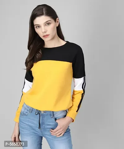 Stylish Multicoloured Colourblocked Fleece Full Sleeve Round Neck Sweatshirt For Women-thumb0