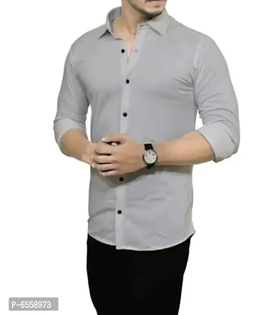 Stylish Cotton Blend Solid Long Sleeves Casual Shirt For Men