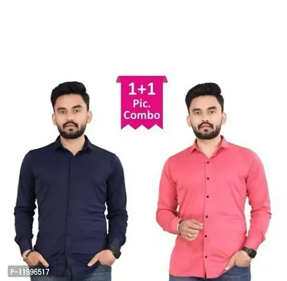 Classic Polyester Solid Formal Shirts for Men, Pack of 2