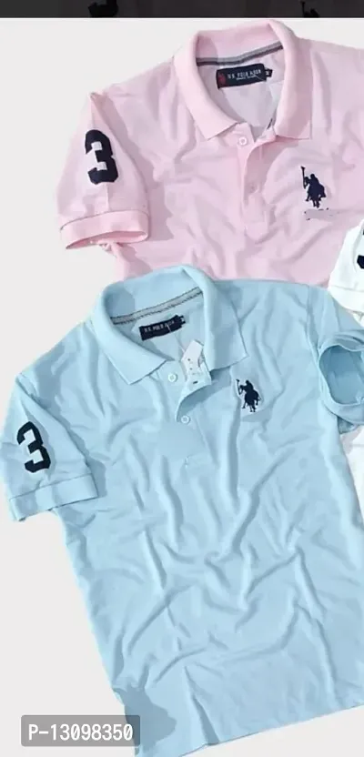 COMBO OF 2 COTTON SOLID HALF SLEEVES POLO TSHIRTS