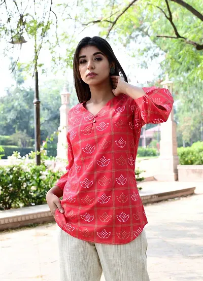 Stylish Cotton Printed Short Kurti