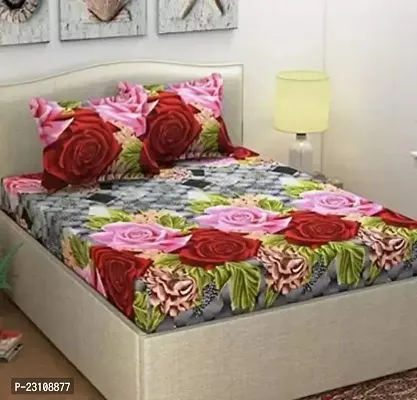 Fancy Microfiber Printed Bedsheet with 2 Pillow Covers-thumb0