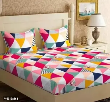 Fancy Cotton Printed Bedsheet with 2 Pillow Covers-thumb0