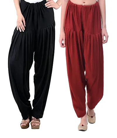 Trendy Women's Woolen Solid Patiala Pants (Pack Of 2)