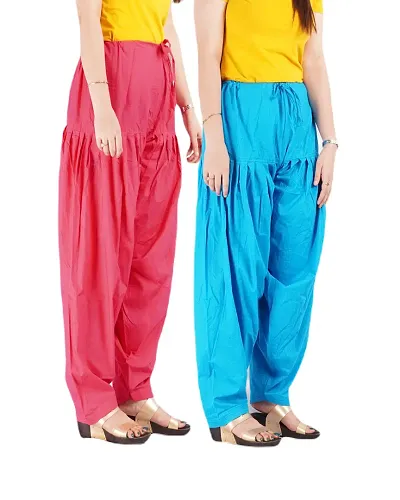 Stylish Cotton Solid Salwars For Women - Pack Of 2
