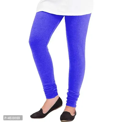 Classy Blue Woolen Solid Leggings For Women-thumb0