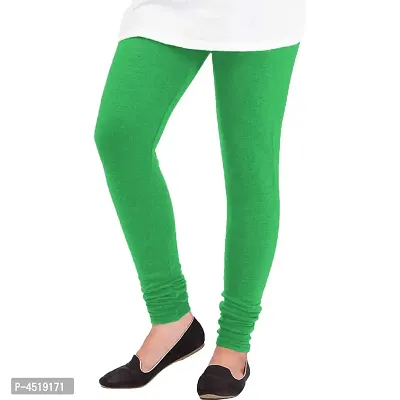 Classy Green Woolen Solid Leggings For Women