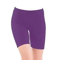 YEZI Shorts for Women | Girls | Ladies - Combo Pack of 3 Stretchable Shorts for Women for Gym, Yoga, Cycling and Sports Activities (Beige, Orange, Purple)-thumb3