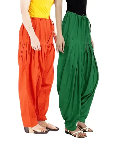 Stylish Cotton Solid Salwars For Women - Pack Of 2