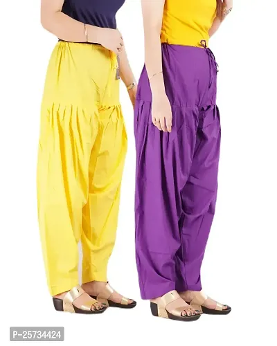 Fabulous Multicoloured Cotton Solid Salwars For Women Pack of 2