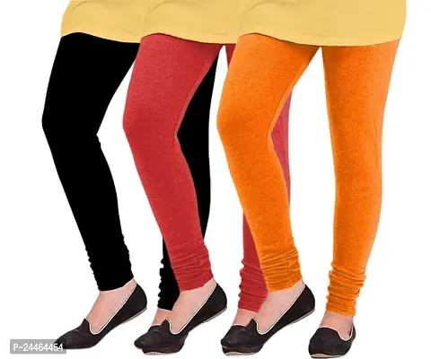 Elegant Woolen Solid Leggings For Women And Girls- Pack Of 3