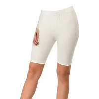 YEZI Shorts for Women | Girls | Ladies - Combo Pack of 3 Stretchable Shorts for Women for Gym, Yoga, Cycling and Sports Activities (White, Beige, Black)-thumb1