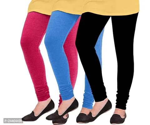 Elegant Woolen Solid Leggings For Women And Girls- Pack Of 3-thumb0