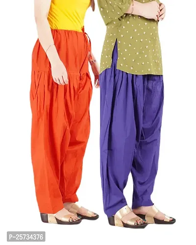 Fabulous Multicoloured Cotton Solid Salwars For Women Pack of 2-thumb0