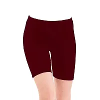 YEZI Shorts for Women | Girls | Ladies - Combo Pack of 3 Stretchable Shorts for Women for Gym, Yoga, Cycling and Sports Activities (White, Maroon, Orange)-thumb2