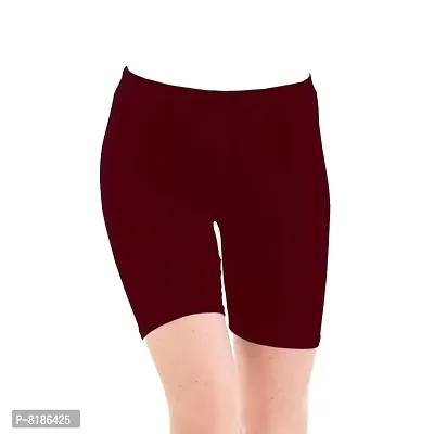 YEZI Shorts for Women | Girls | Ladies - Combo Pack of 3 Stretchable Shorts for Women for Gym, Yoga, Cycling and Sports Activities (White, Maroon, Orange)-thumb3