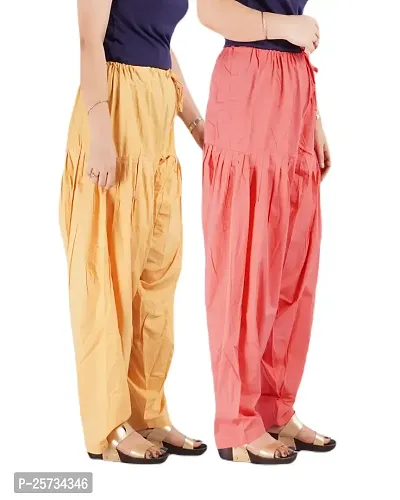 Fabulous Multicoloured Cotton Solid Salwars For Women Pack of 2-thumb0