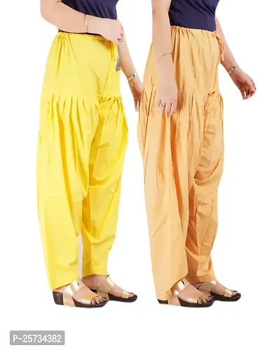 Fabulous Multicoloured Cotton Solid Salwars For Women Pack of 2
