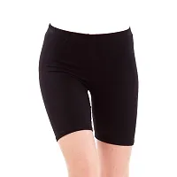 YEZI Shorts for Women | Girls | Ladies - Combo Pack of 3 Stretchable Shorts for Women for Gym, Yoga, Cycling and Sports Activities (Beige, Black, Turquoise)-thumb2